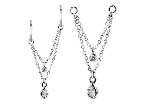 Подвеска из стали с цепочками и кристаллами